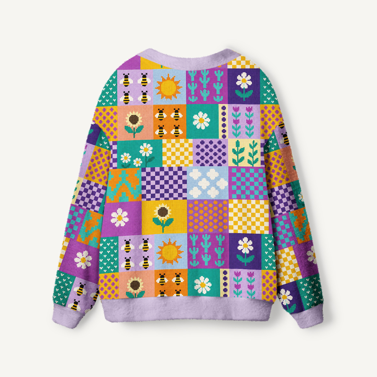 Sunny Bloom Patchwork Print Ugly Cardigan Sweaters