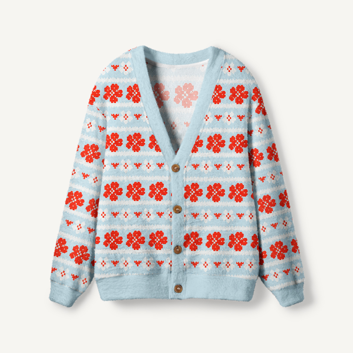 Floral Stripe Apple Flower Ugly Cardigan Sweaters