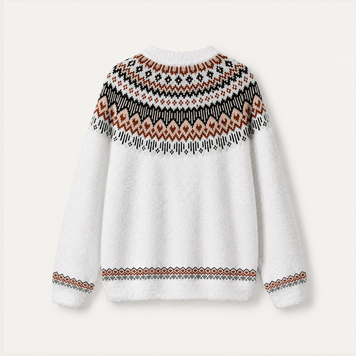 Rustic Geometric Heart Fuzzy Crewneck Sweater