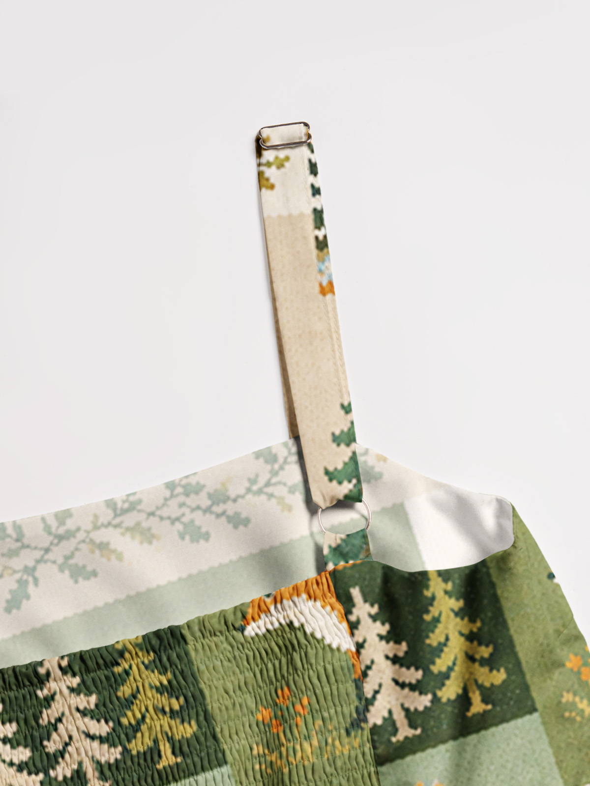 Forest Cabin Fox Garden Print Wide Straps Maxi Dress With Pockets