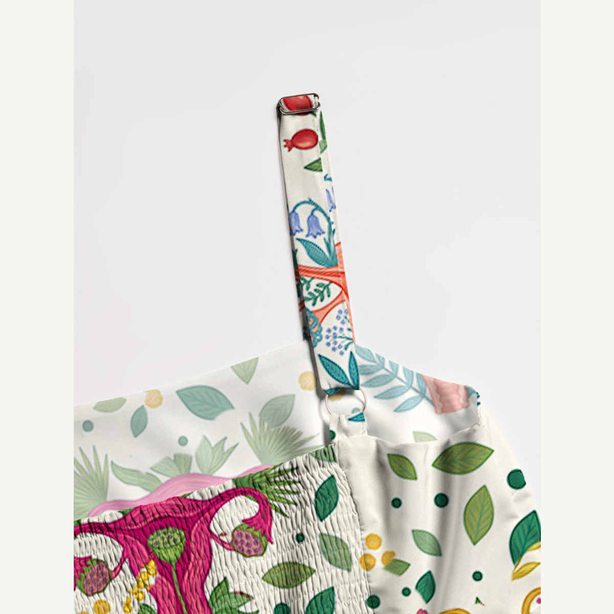 Flower Uterus Printed Wide Straps Maxi Dress With Pockets
