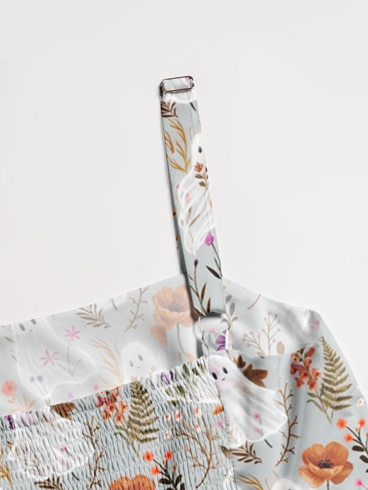 Ghostly Wildflower Meadow Print Wide Straps Maxi Dress With Pockets