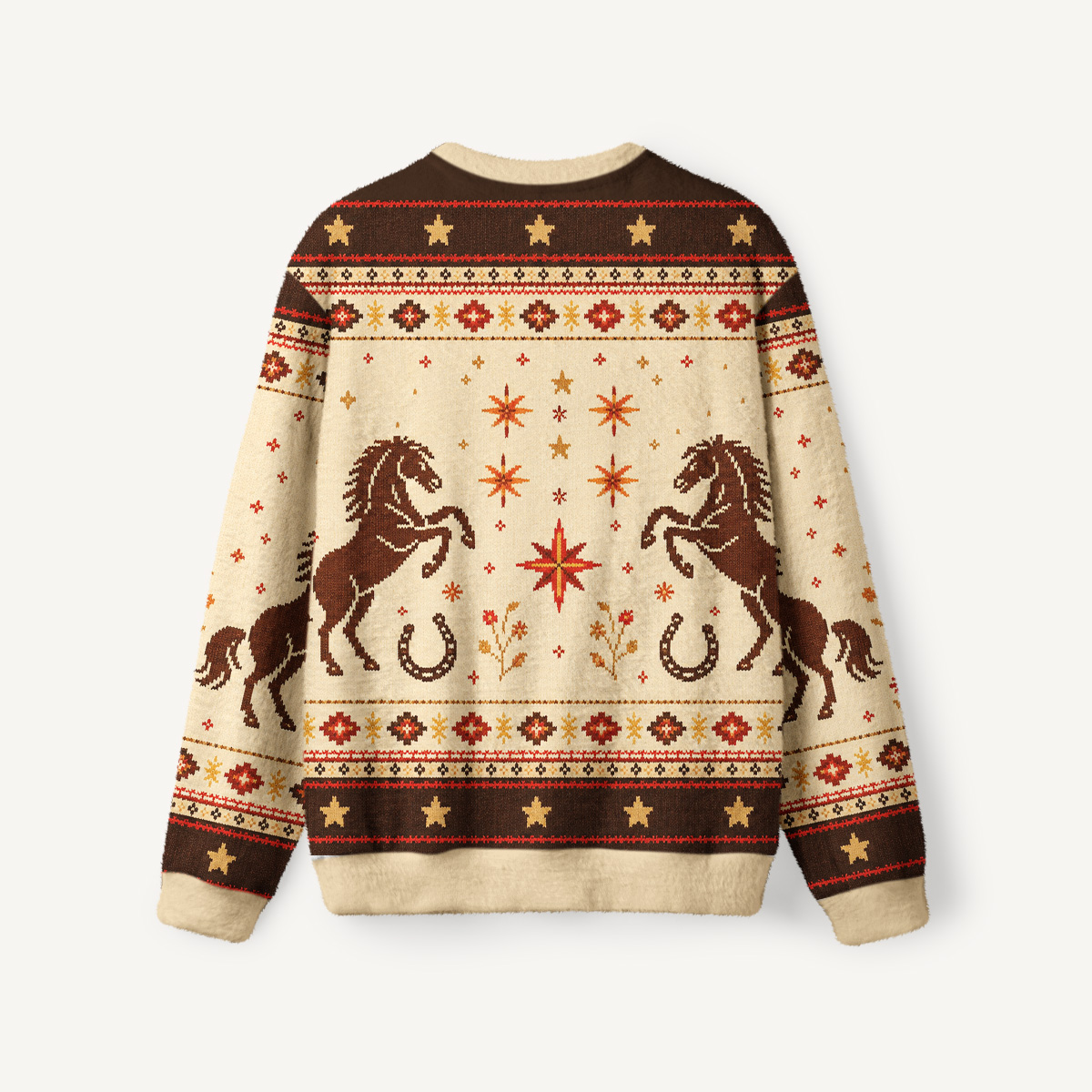 Galloping Horseshoe Meadow Fuzzy Crewneck Sweater
