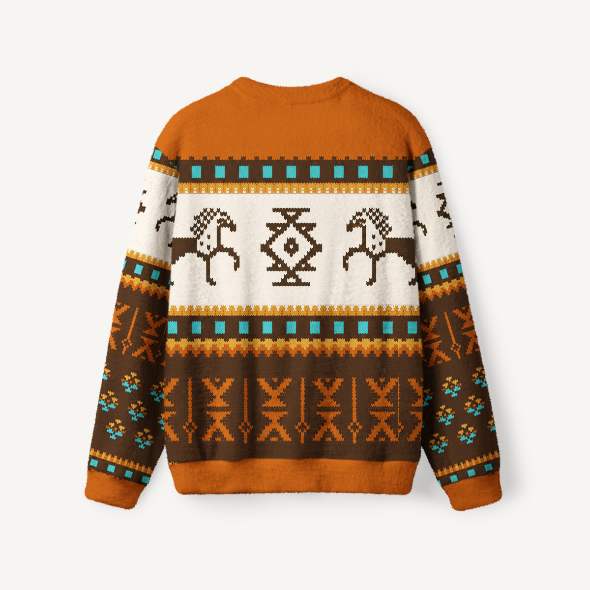 Western Horseshoe Trail Fuzzy Crewneck Sweater