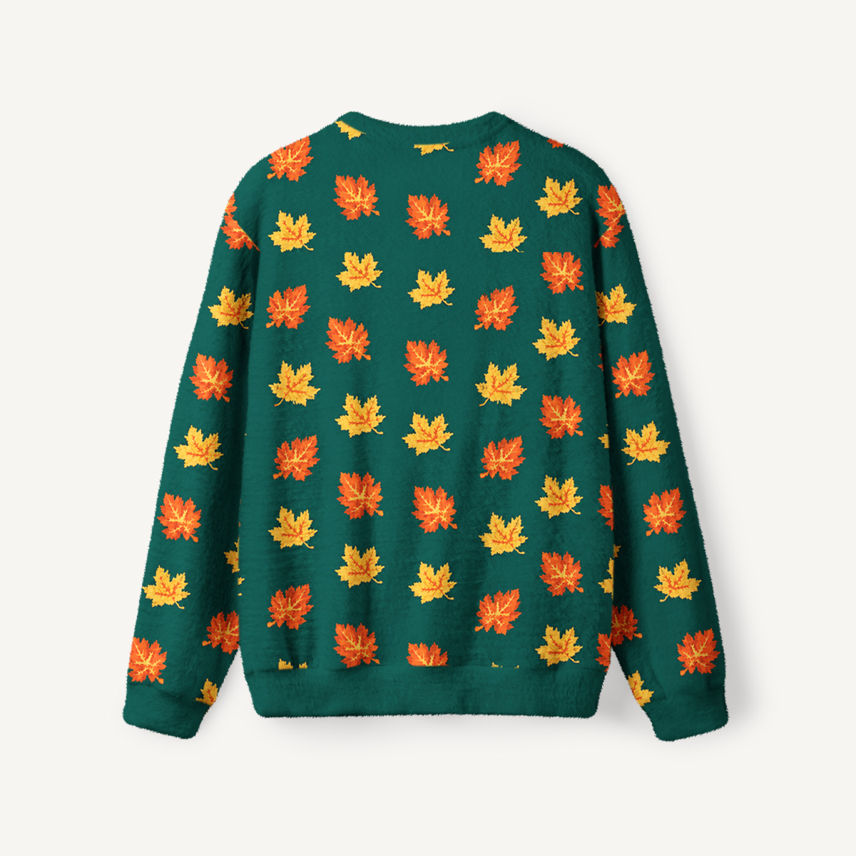 Autumn Maple Leaf Forest Fuzzy Crewneck Sweater