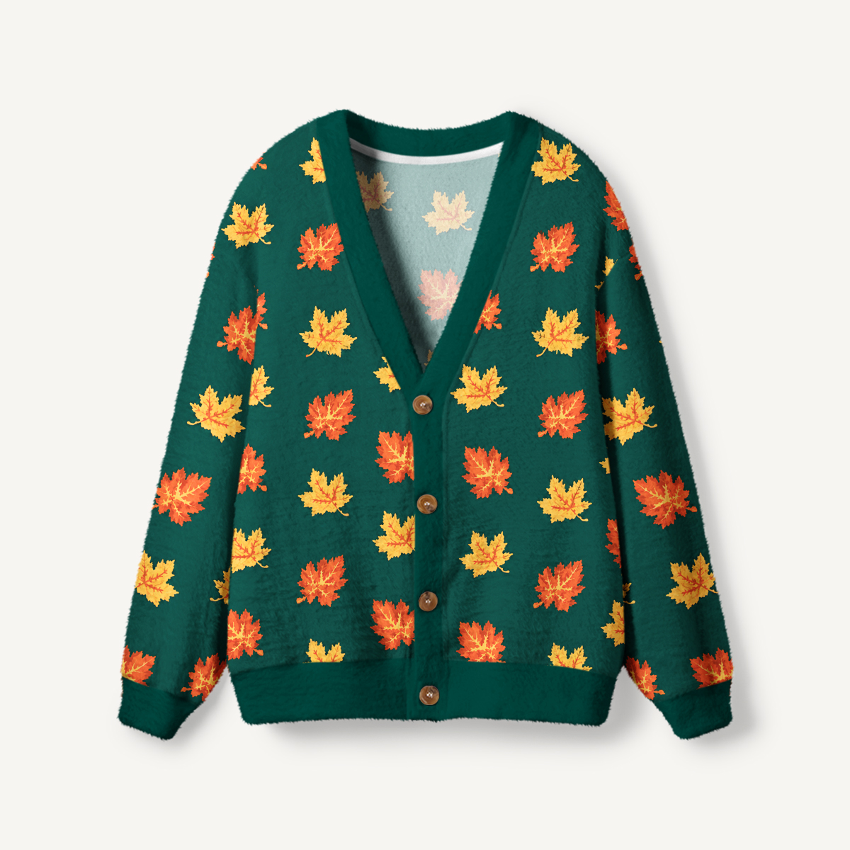 Autumn Maple Leaf Forest Print Ugly Cardigan Sweaters