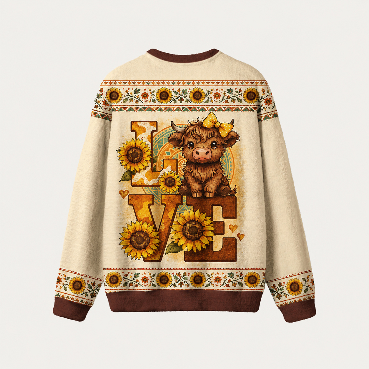 Sunflower Highland Love Fuzzy Crewneck Sweater