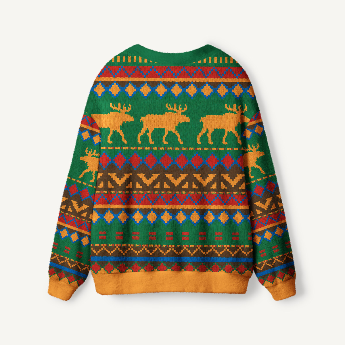 Antlered Deer & Geometric Stripe Ugly Cardigan Sweaters
