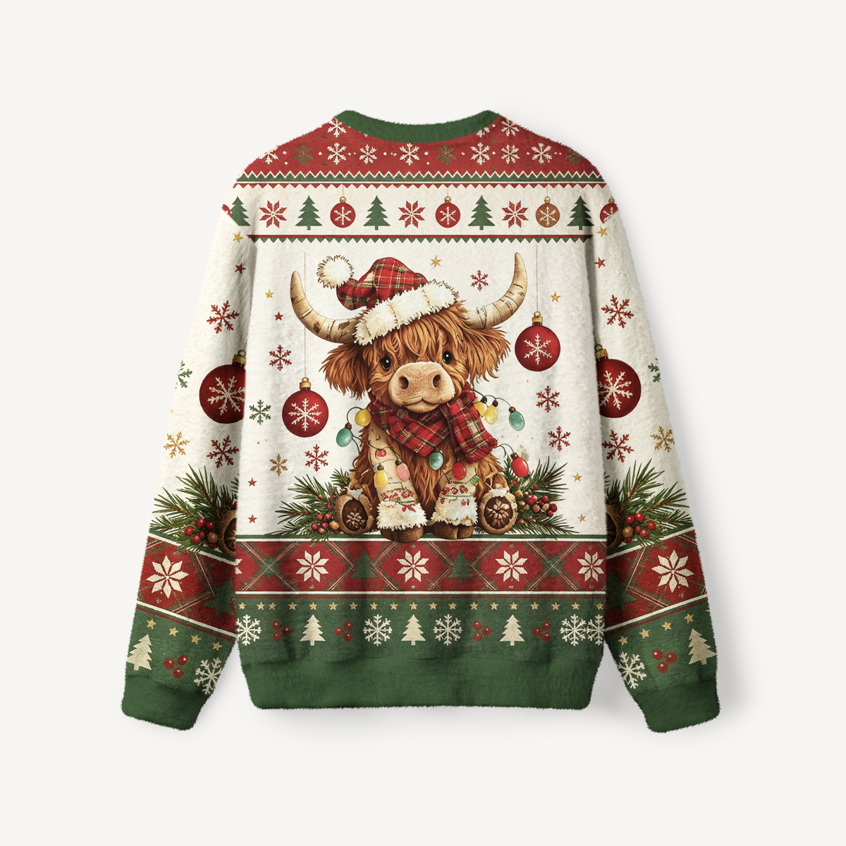 Highland Christmas Cow Fuzzy Crewneck Sweater