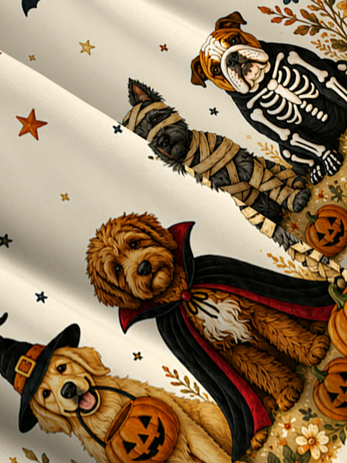 Halloween Costume Pups Print Wide Straps Maxi Dress With Pockets