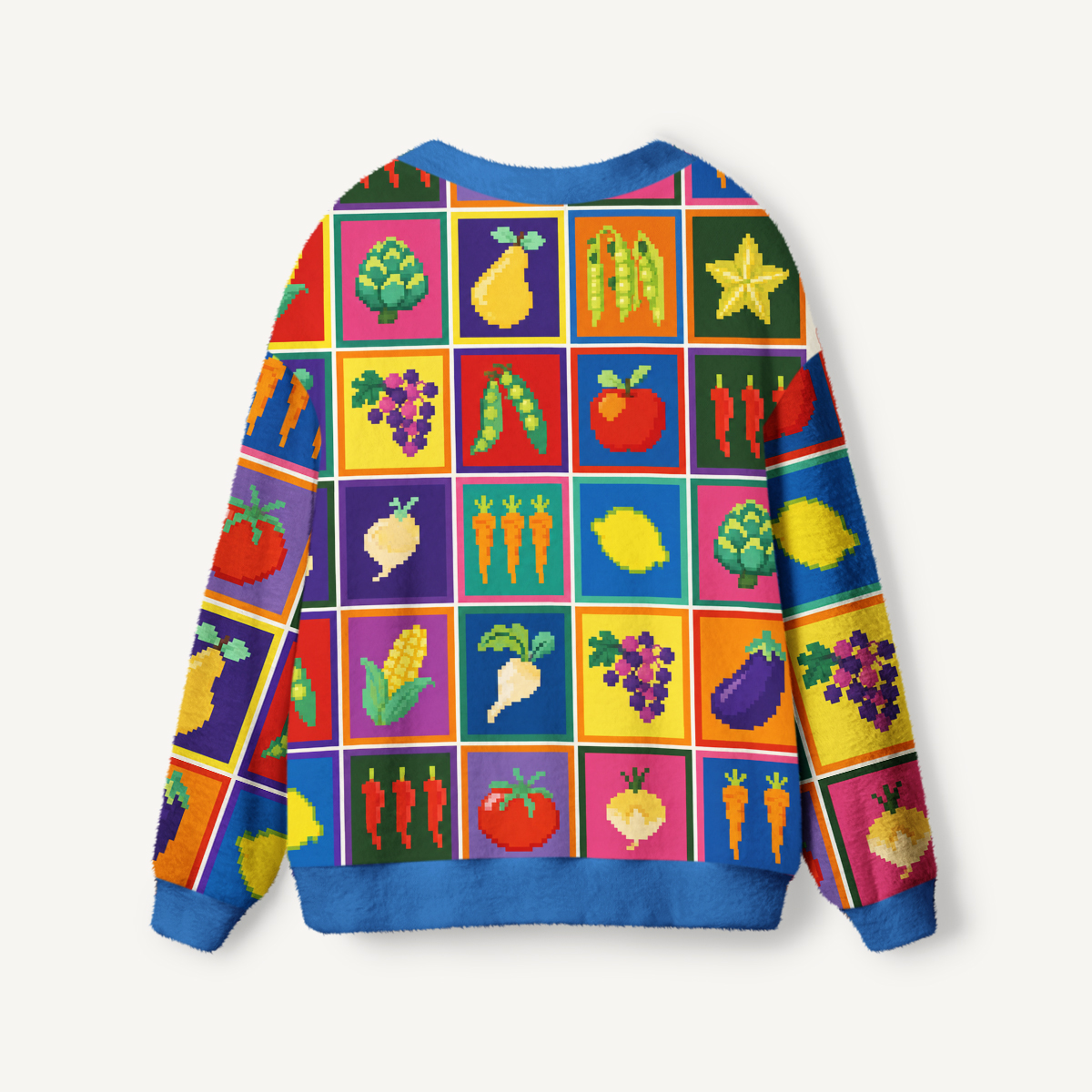Pixel Garden Harvest Print Ugly Cardigan Sweaters