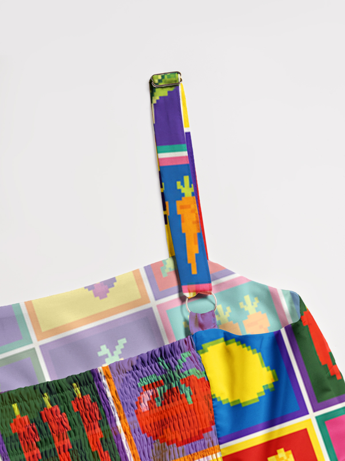 Pixel Garden Harvest Print Wide Straps Maxi Dress With Pockets