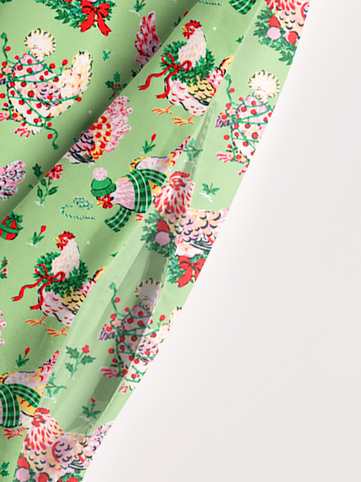 Christmas Chickens Holiday Garden Print Wide Straps Maxi Dress With Pockets