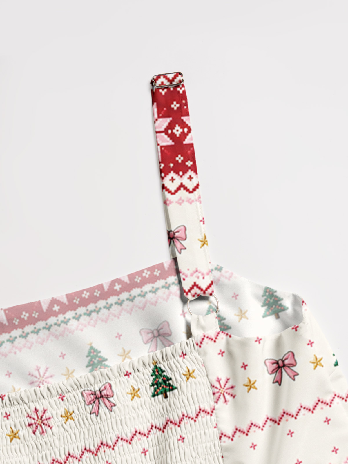 Lucky Horseshoe Christmas Fair Isle Print Wide Straps Maxi Dress With Pockets