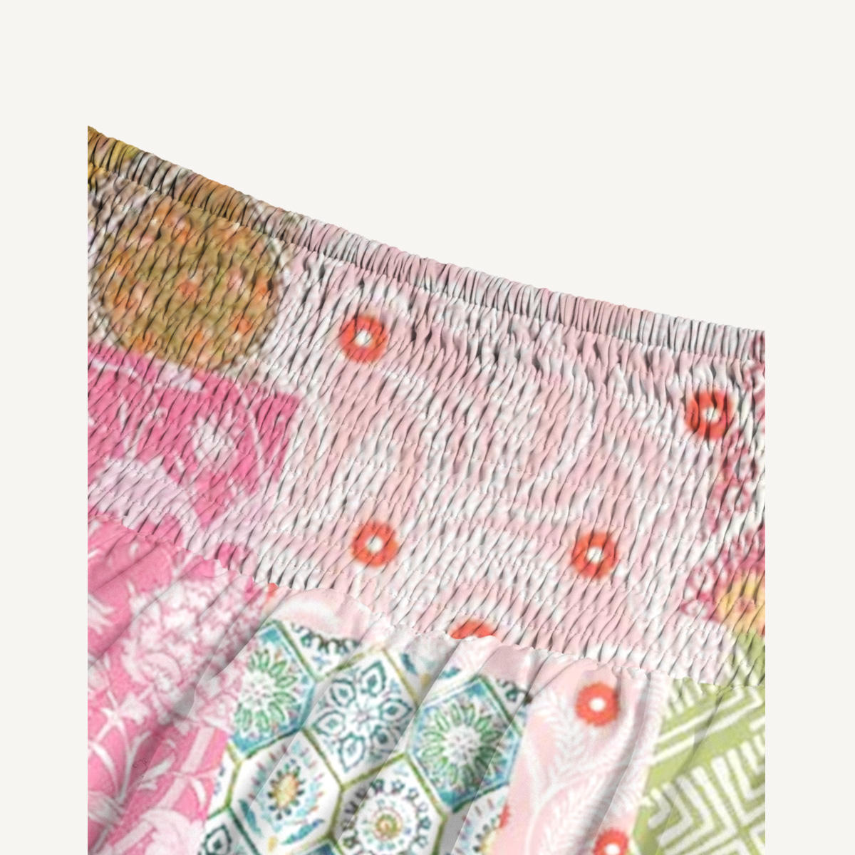 Colorful Bohemian Patchwork Print Convertible Maxi Skirt & Strapless Dress  