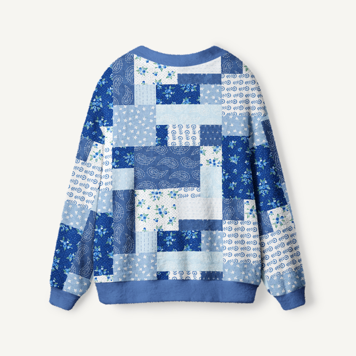 Blueberry Paisley Patchwork Print Ugly Cardigan Sweaters