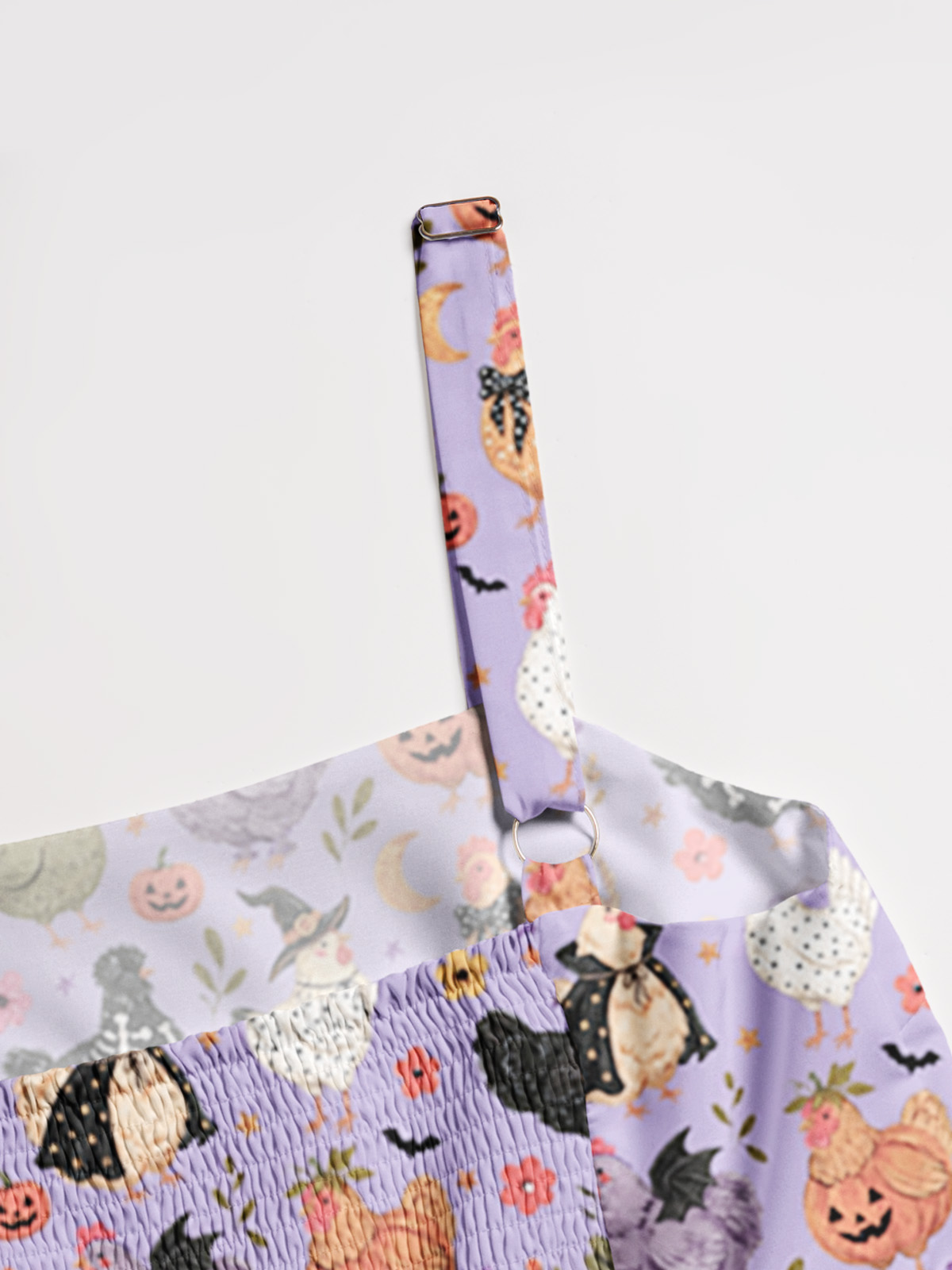  Witchy Halloween Hen & Pumpkin Print Wide Straps Maxi Dress With Pockets