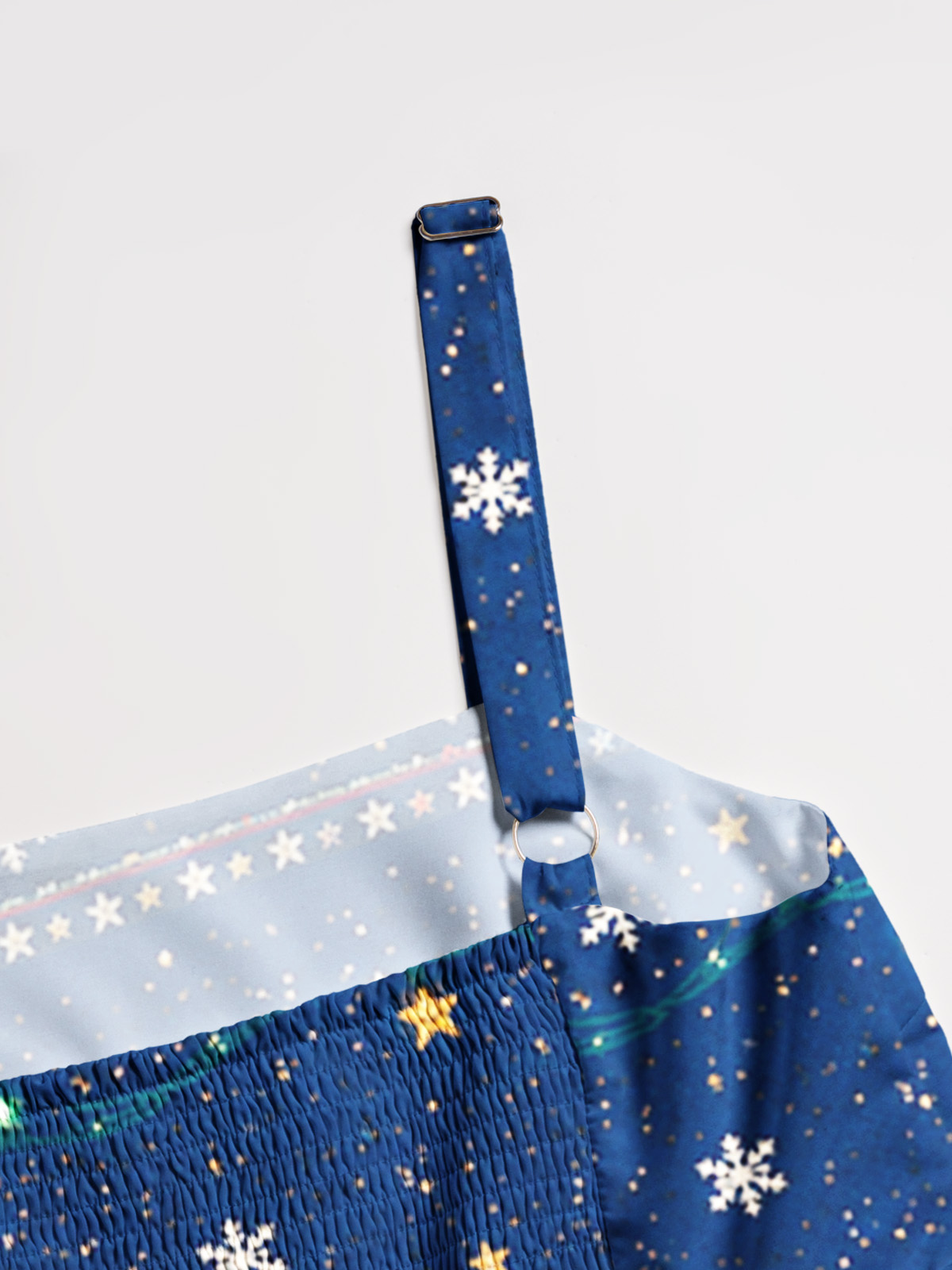 Cozy Christmas Cat Lights Print Wide Straps Maxi Dress With Pockets