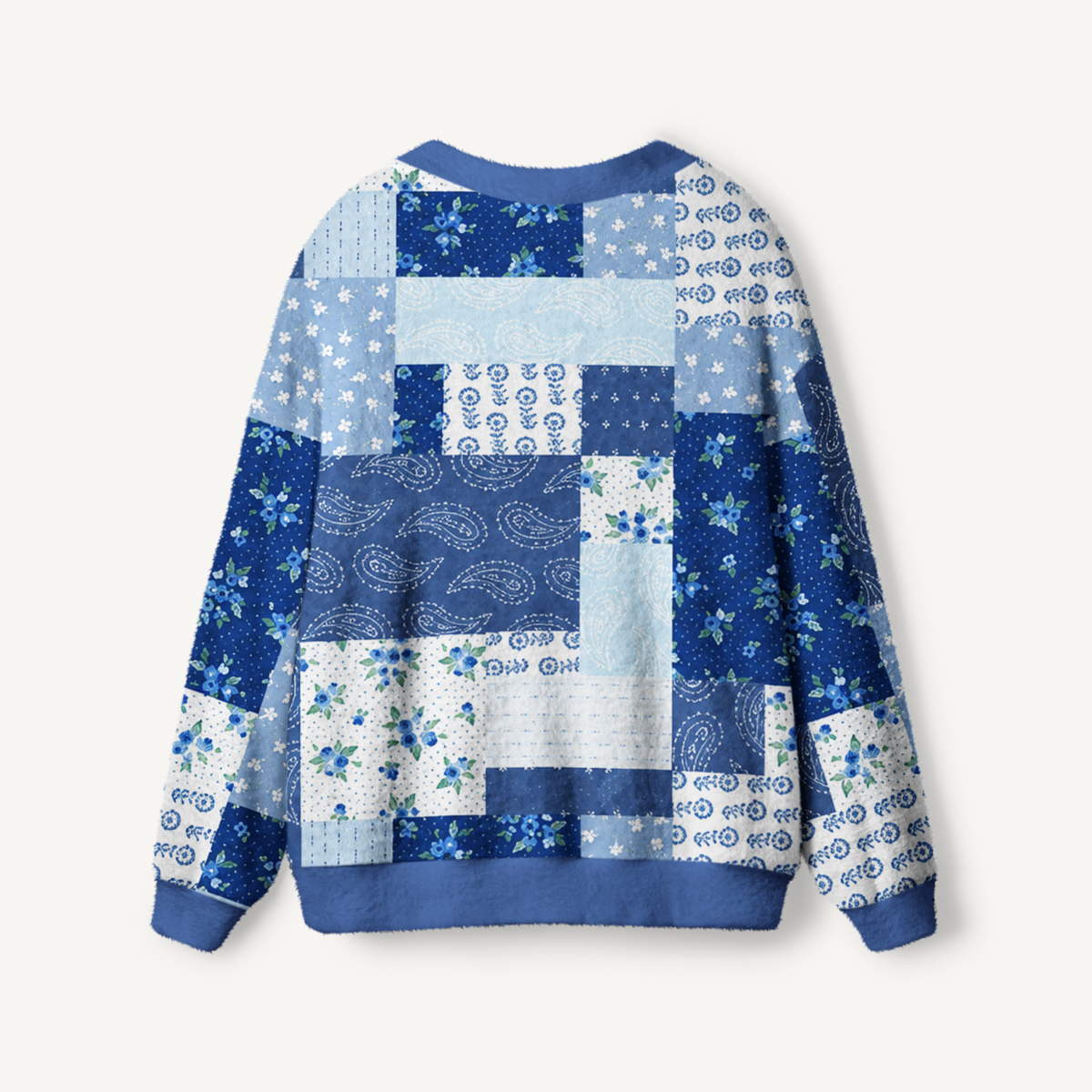 Blueberry Paisley Patchwork Print Ugly Cardigan Sweaters
