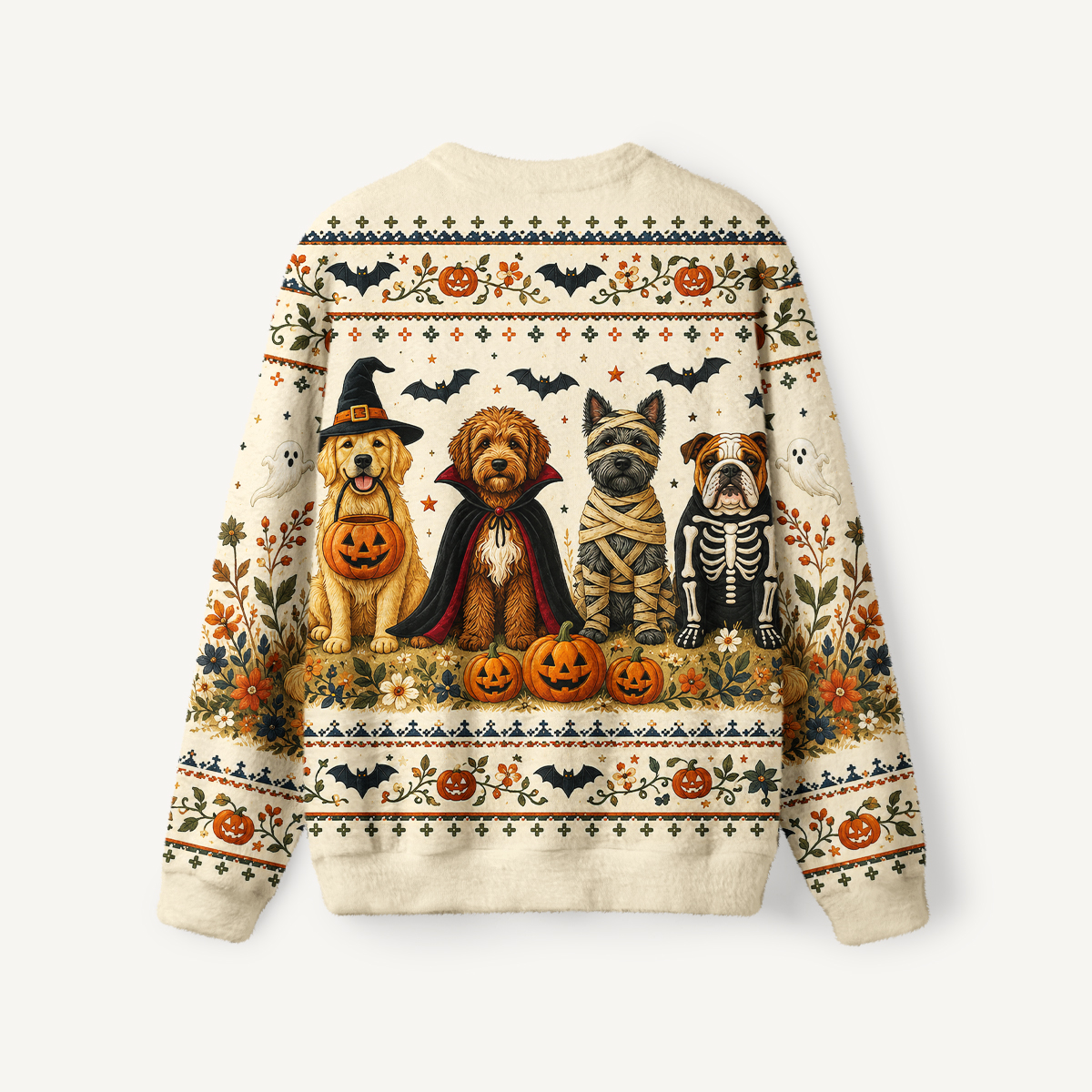 Halloween Costume Pups Fuzzy Crewneck Sweater