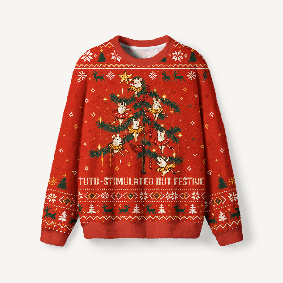 Ballet Mice Christmas  Fuzzy Crewneck Sweater