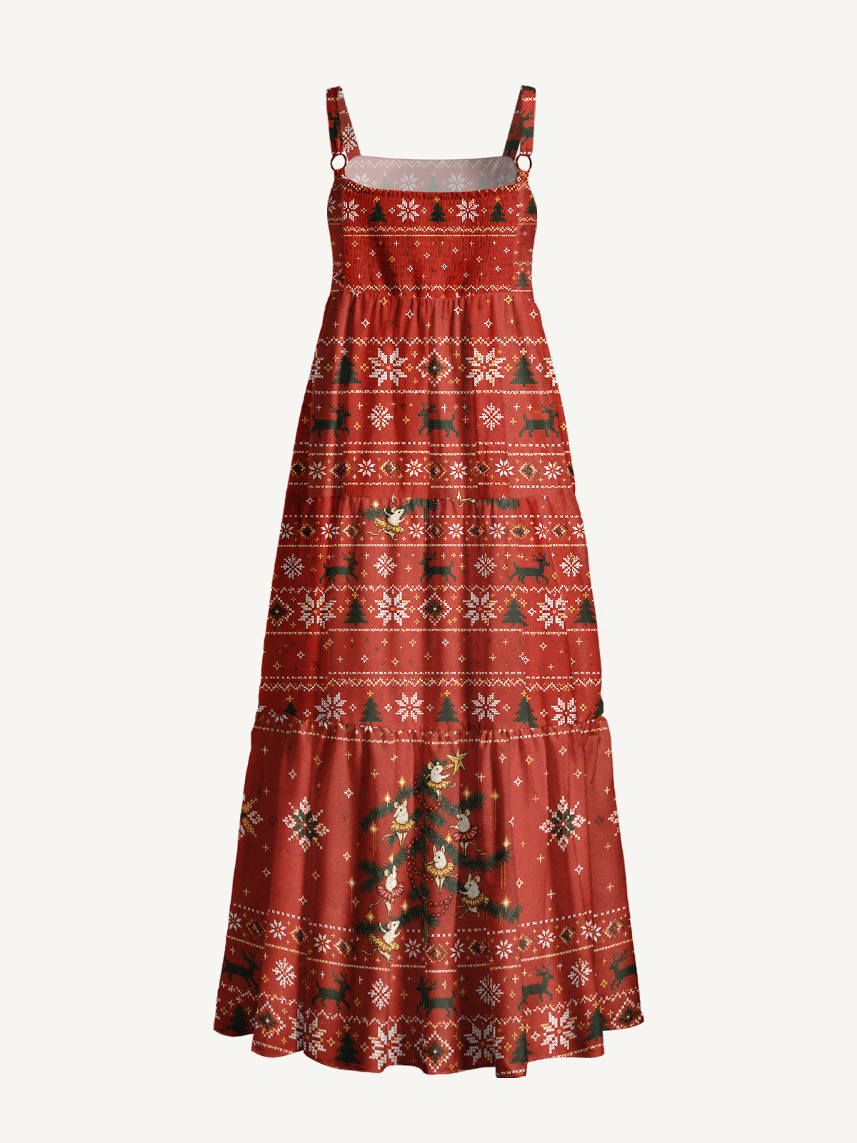 Ballet Mice Christmas  Print Wide Straps Maxi Dress With Pockets