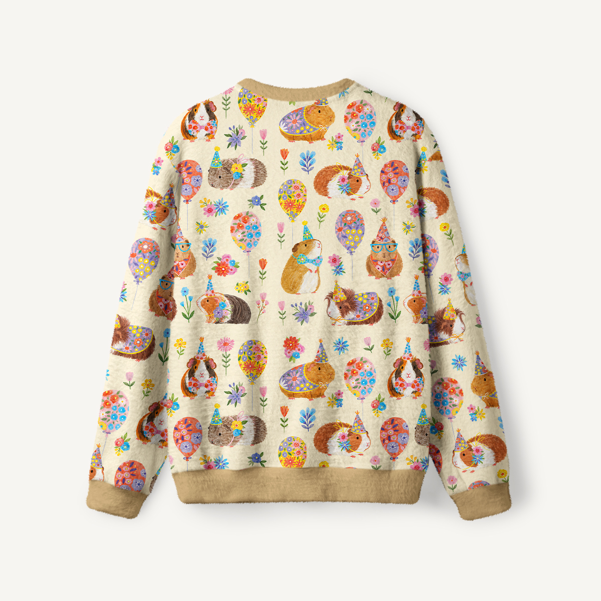 Guinea Pig Garden Party Fuzzy Crewneck Sweater