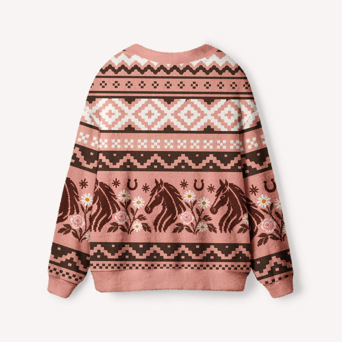 Romantic Western Horse & Floral Ugly Cardigan Sweaters