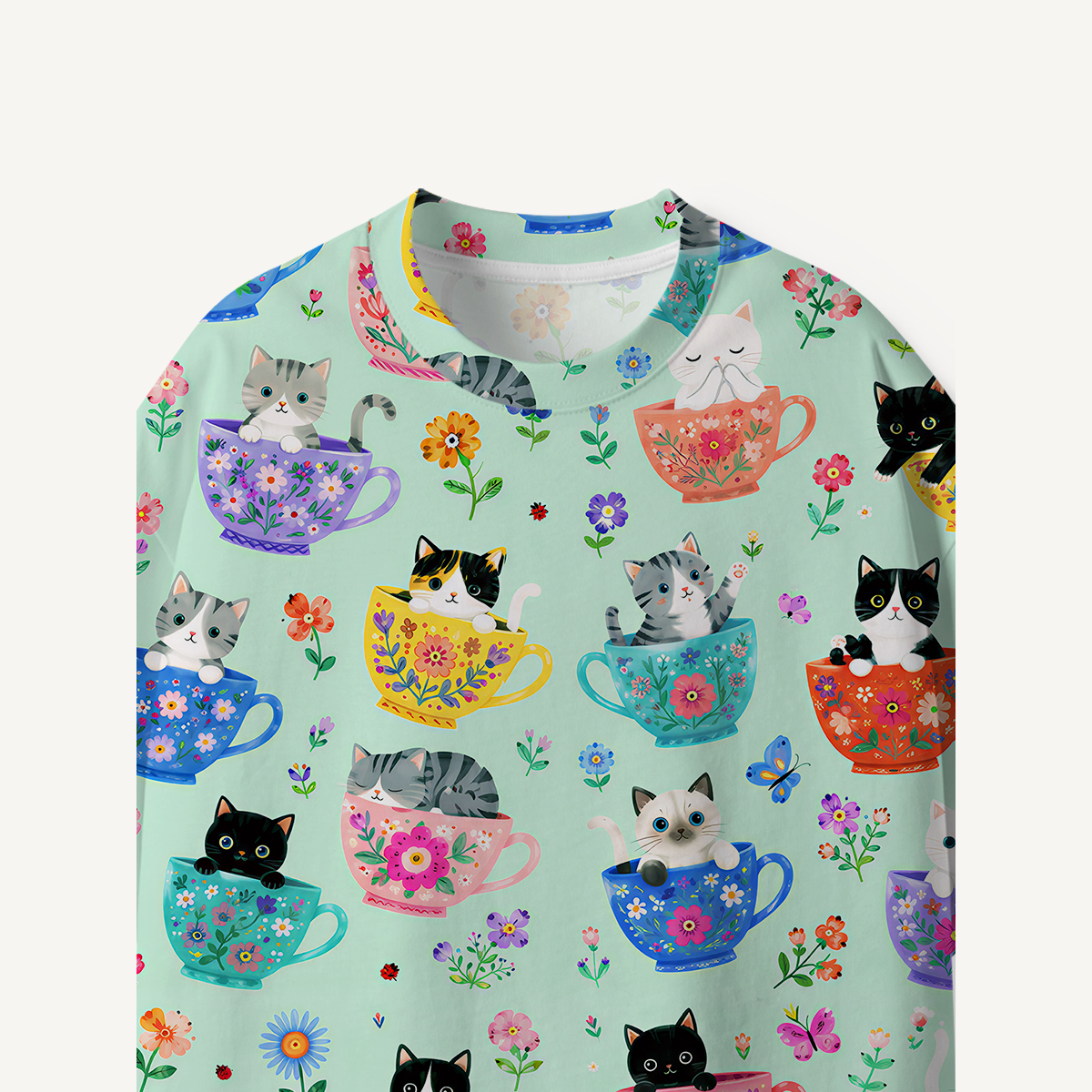 Cute Teacup Kitten print Premium Eco Tee