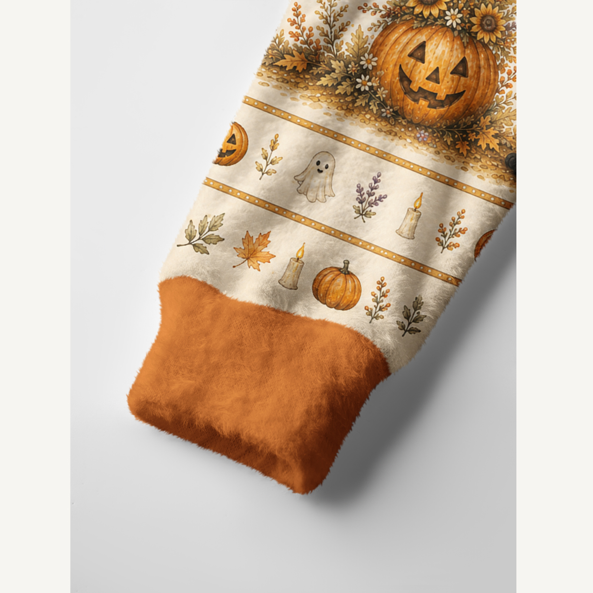 Spooky Cat & Pumpkin Print Halloween Ugly Cardigan Sweaters