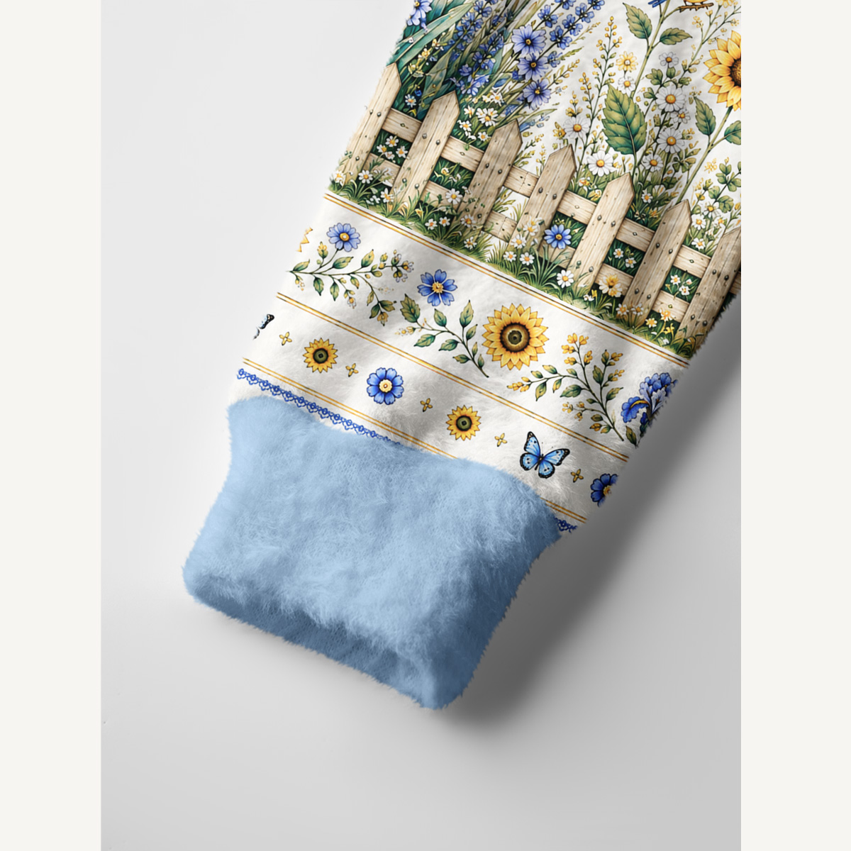 Blue Meadow Sunflower & Iris Print Ugly Cardigan Sweaters