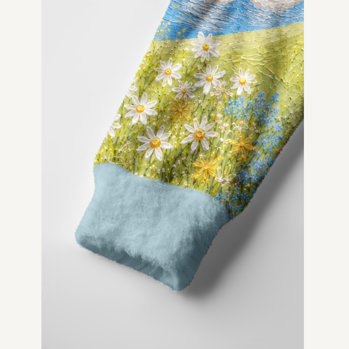 Pastel Swan Meadow Print Ugly Cardigan Sweaters