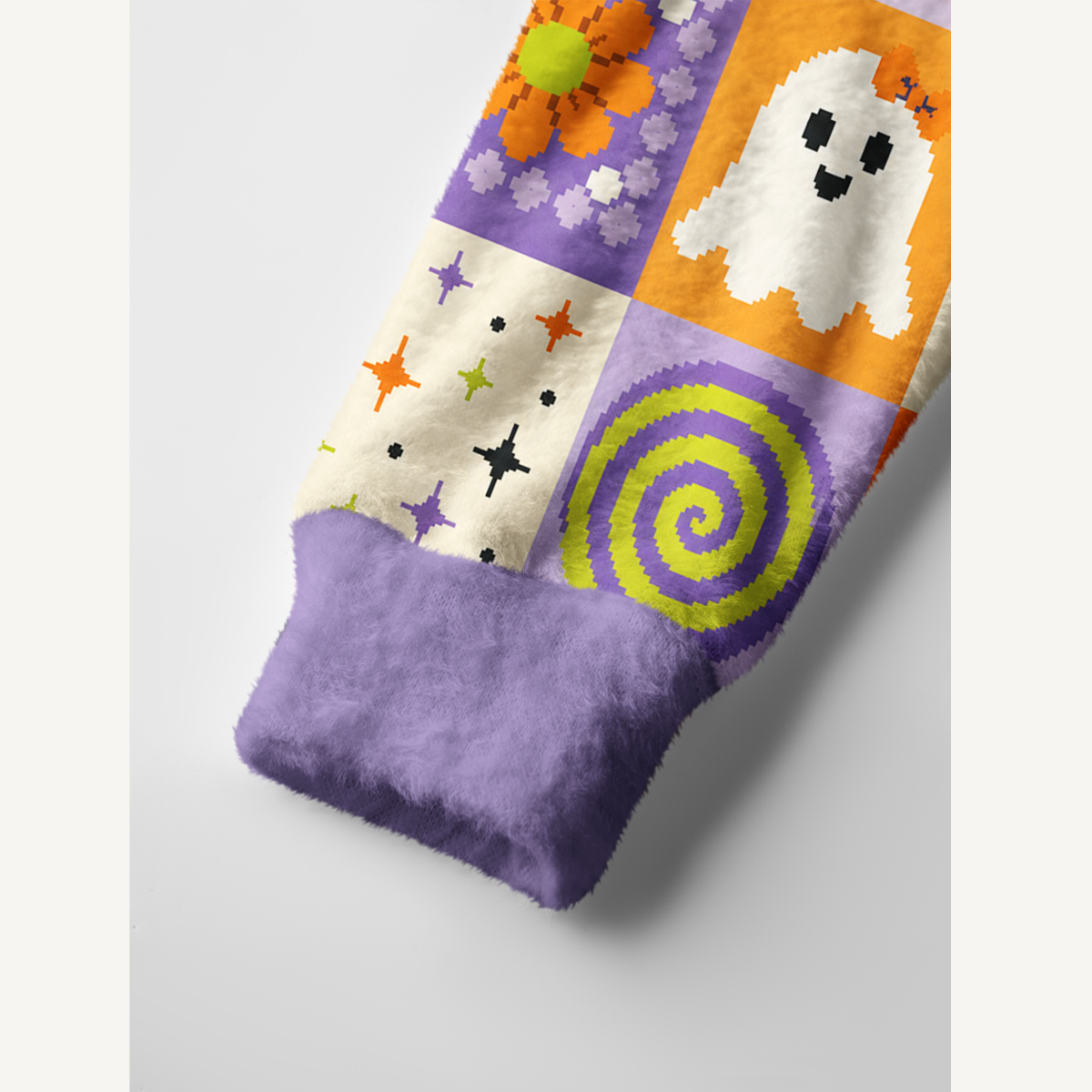 Pixel Halloween Patchwork Print Ugly Cardigan Sweaters