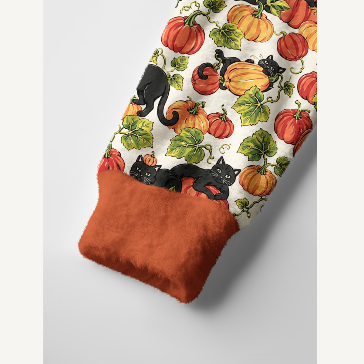 Black Cat Romp in the Pumpkin Fields Print Ugly Cardigan Sweaters