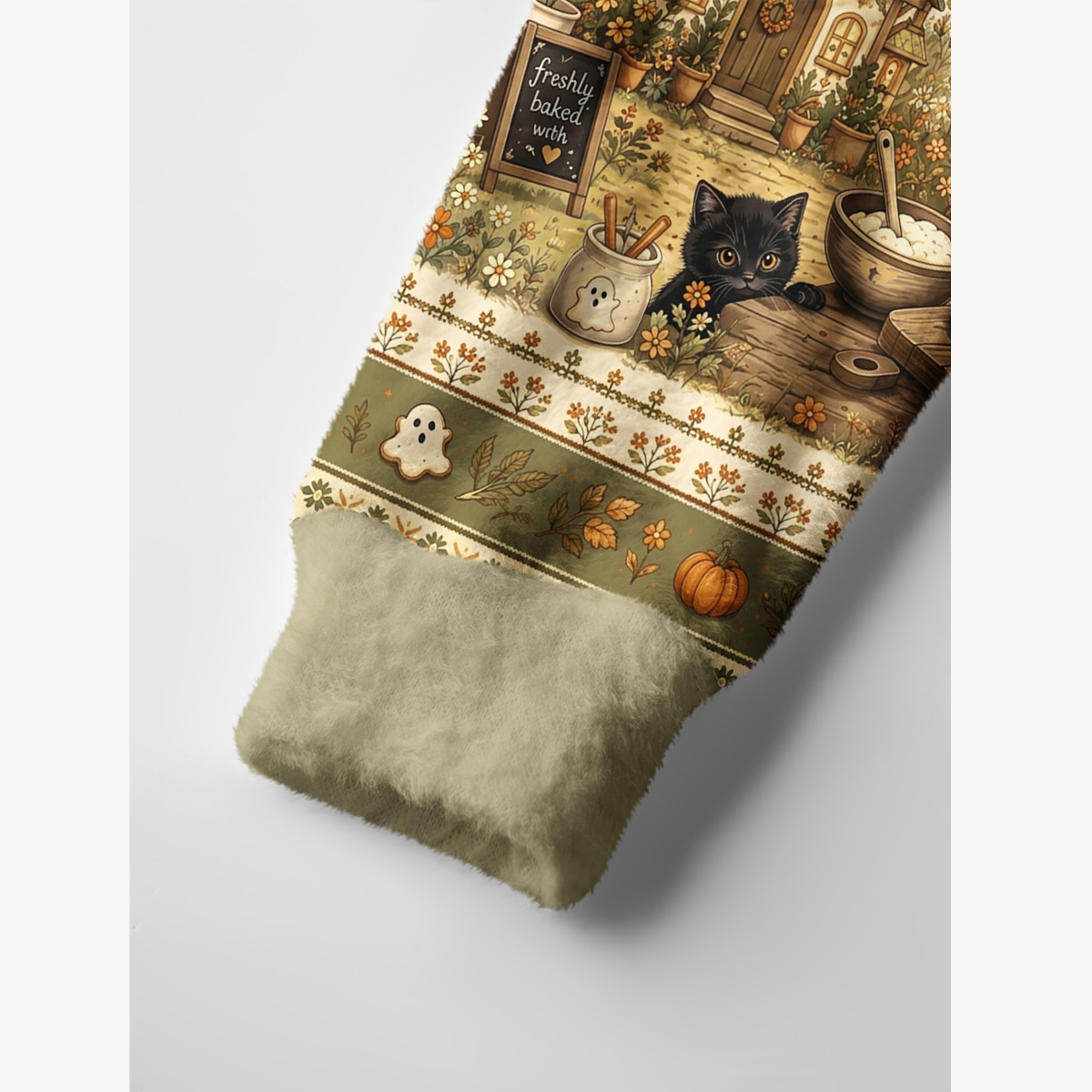 Spooky Biscuit Black Cat Print Ugly Cardigan Sweaters