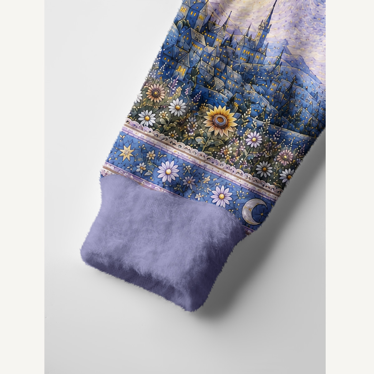 Starry Night Magic Garden Black Cat Print Ugly Cardigan Sweaters