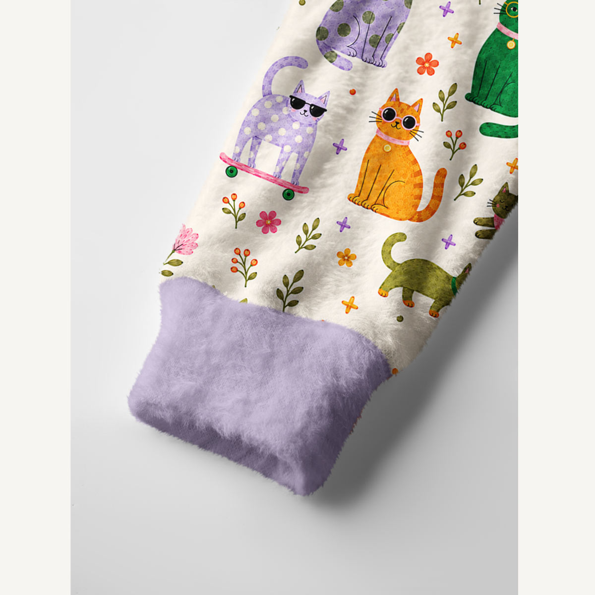 Whimsical Cat & Garden Blooms Print Ugly Cardigan Sweaters