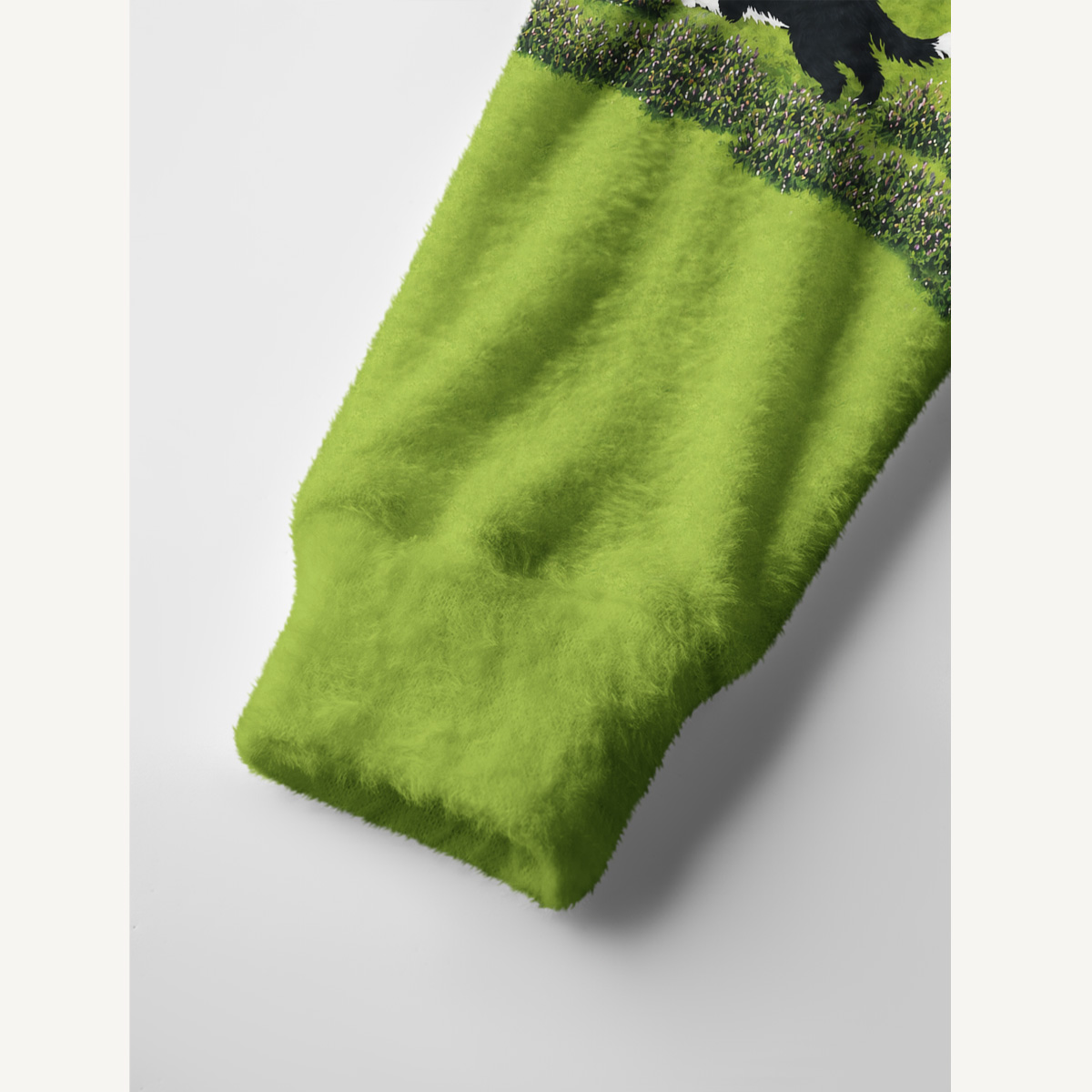 Green Meadow Sheepdog Print Ugly Cardigan Sweaters