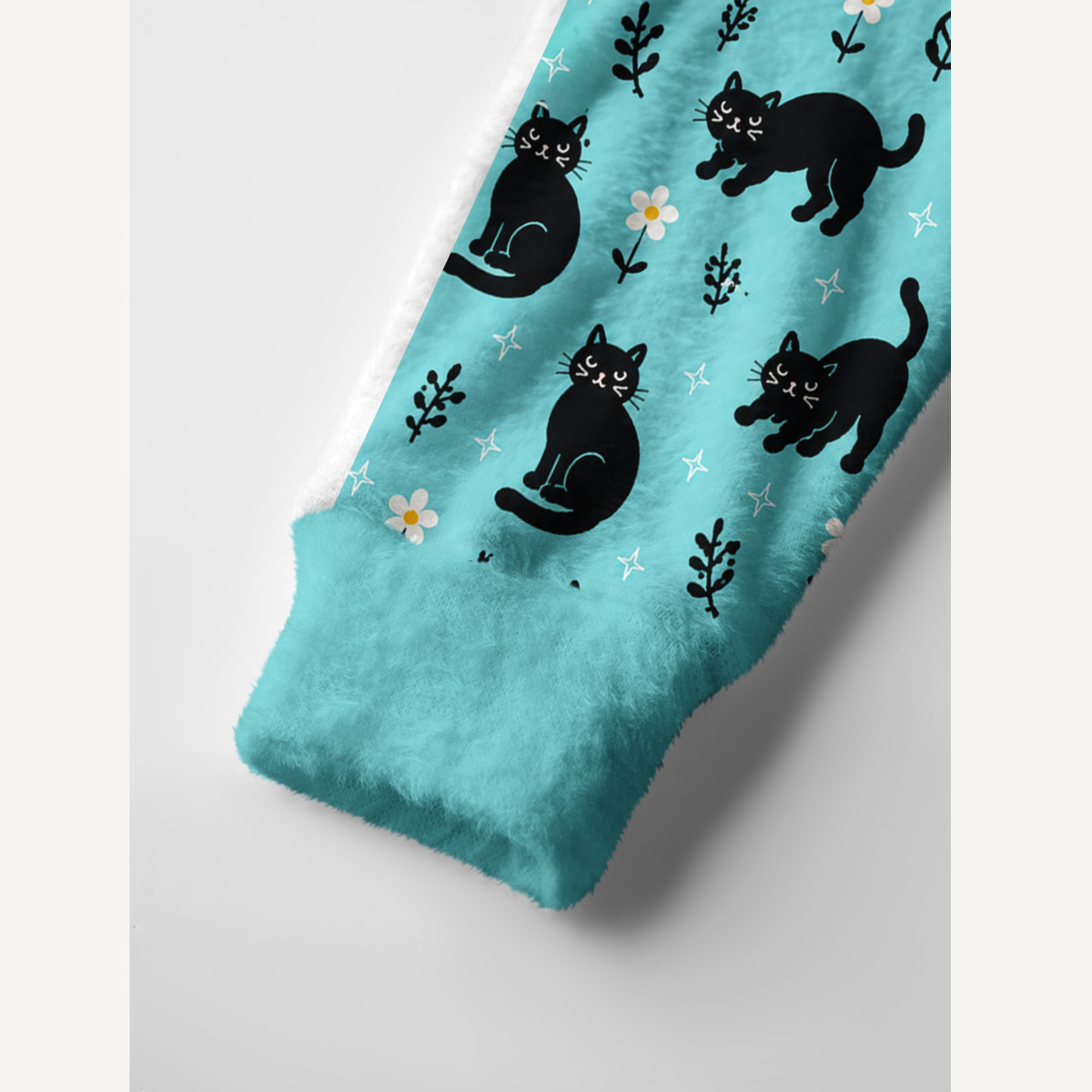 Mint Black Cat Garden Print Ugly Cardigan Sweaters