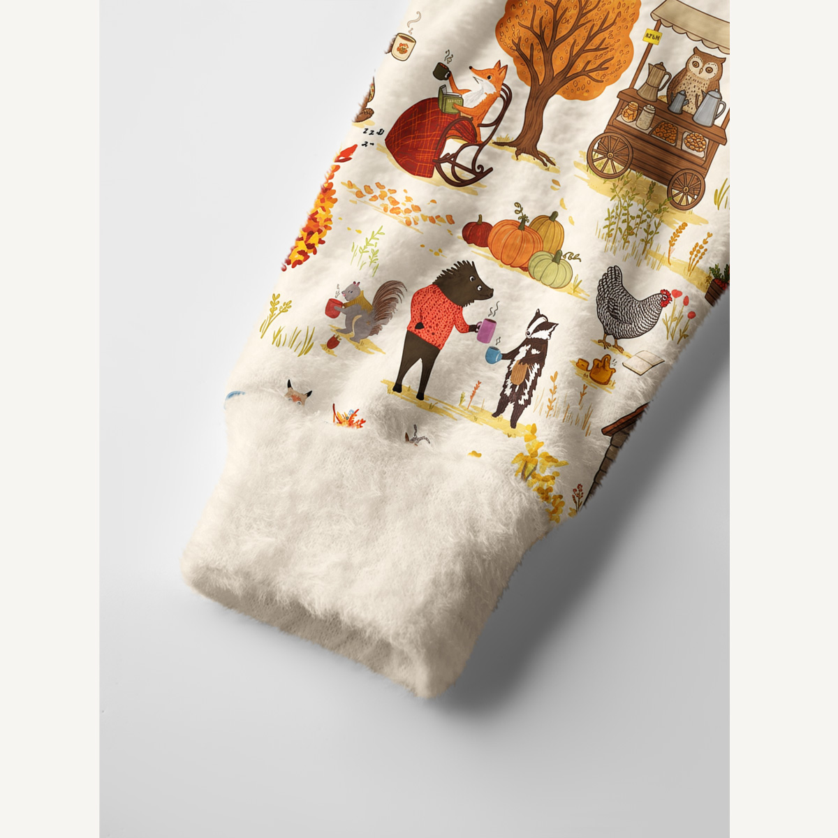 Autumn Woodland Market Print Ugly Cardigan Sweaters