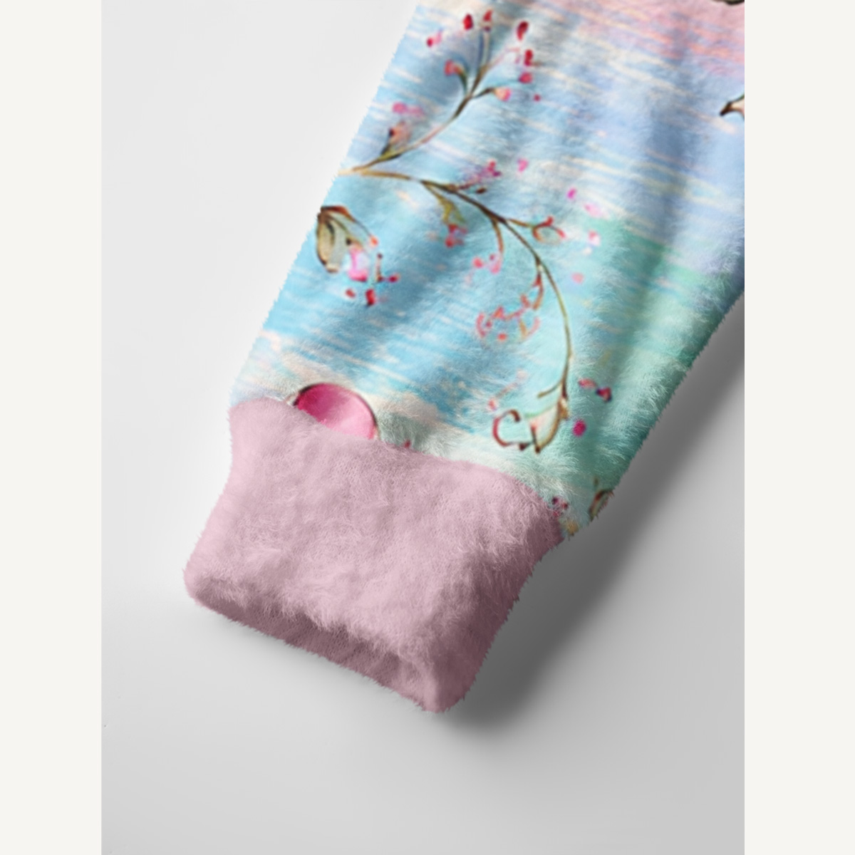 Pastel Sunset Pink Ribbon Print Ugly Cardigan Sweaters