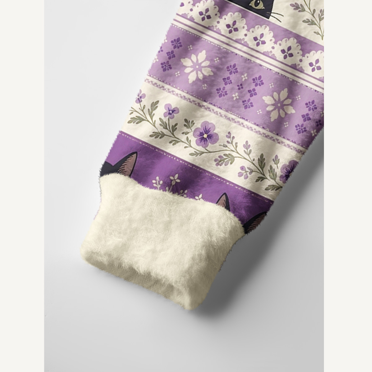 Midnight Lavender Cat Garden Print Ugly Cardigan Sweaters