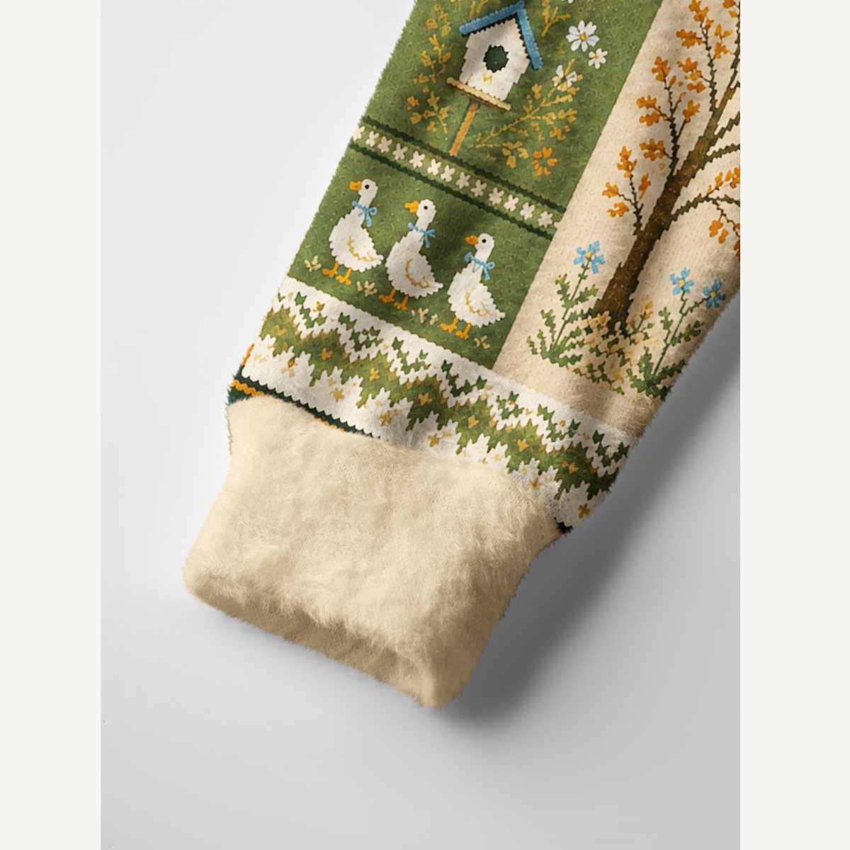 Forest Cabin Fox Garden Print Ugly Cardigan Sweaters