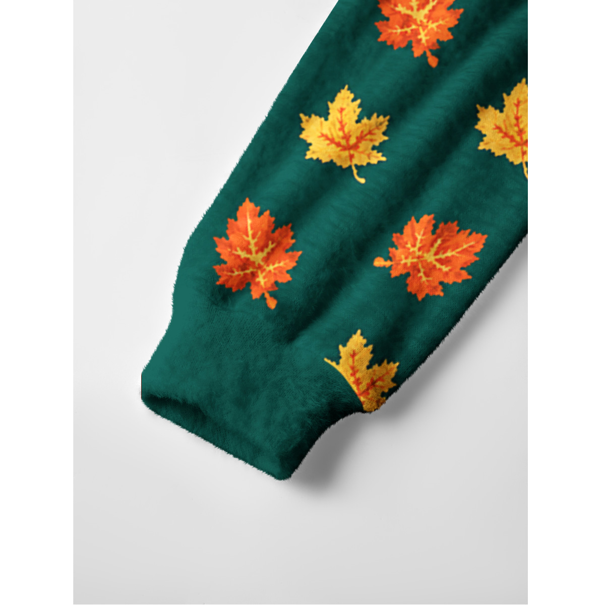 Autumn Maple Leaf Forest Fuzzy Crewneck Sweater