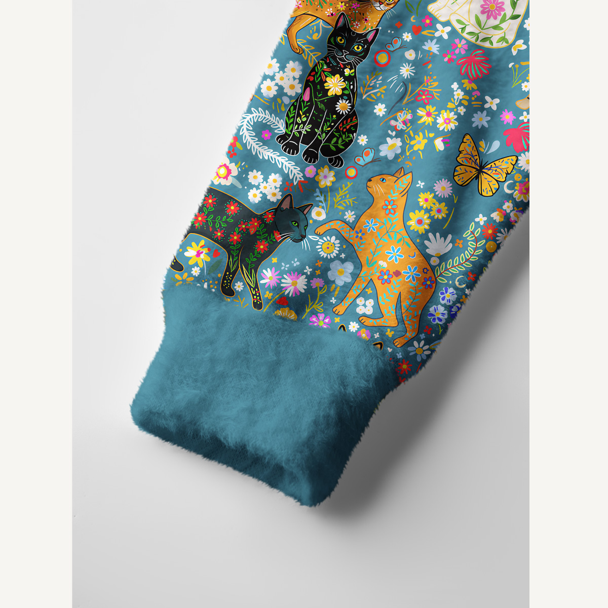 Colorful Garden Cat Print Ugly Cardigan Sweaters