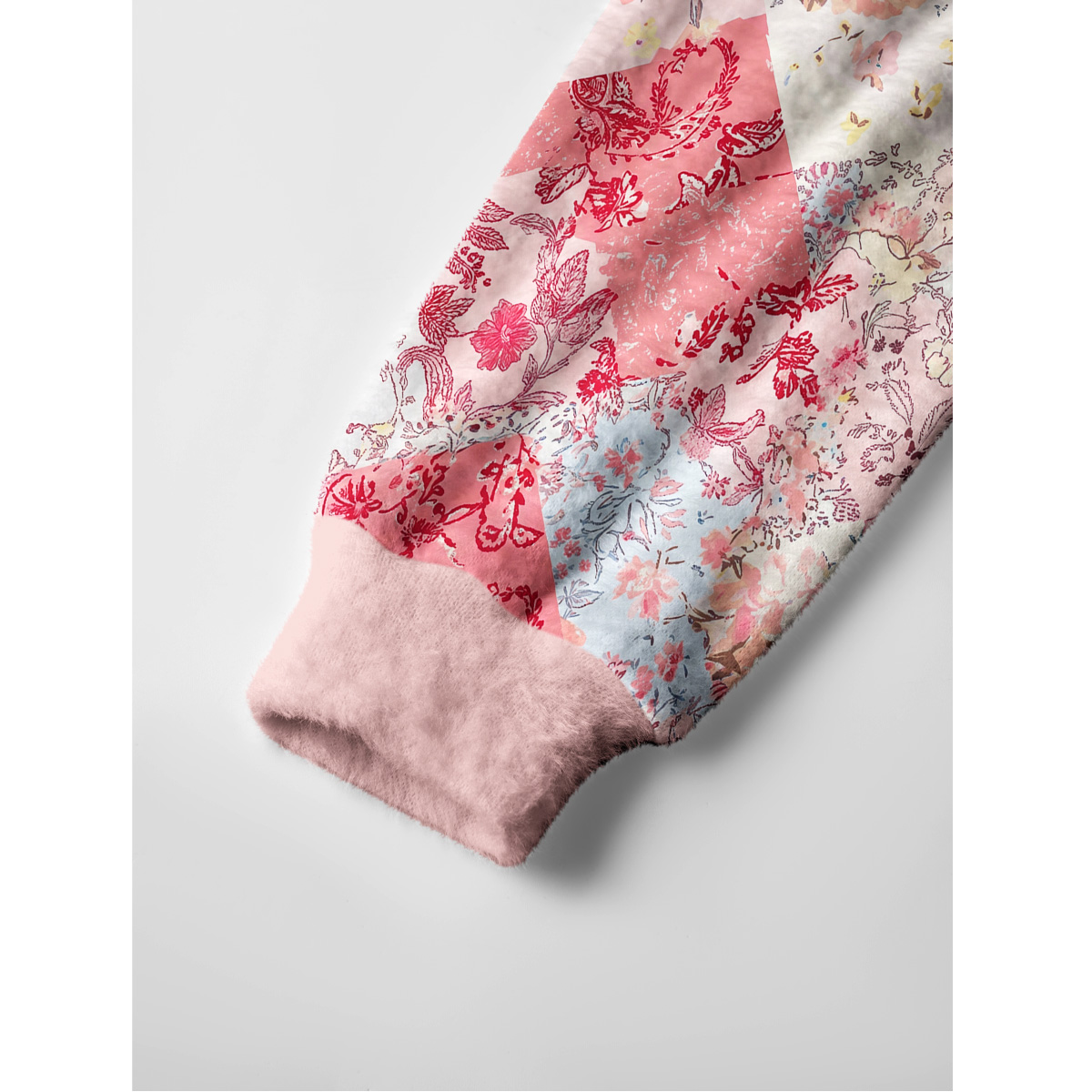 Shabby Chic Floral Patchwork Fuzzy Crewneck Sweater