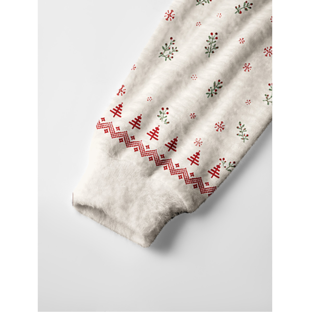 Snowy Reindeer Fair Isle Fuzzy Crewneck Sweater