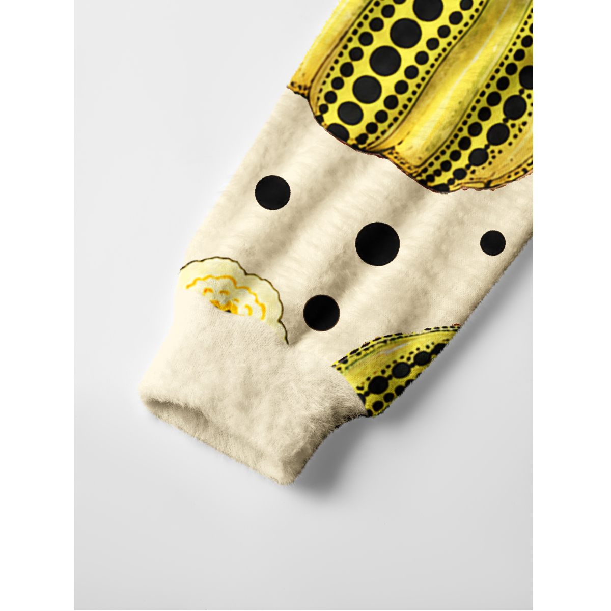 Yellow Polka Dot Pumpkin Floral Fuzzy Crewneck Sweater