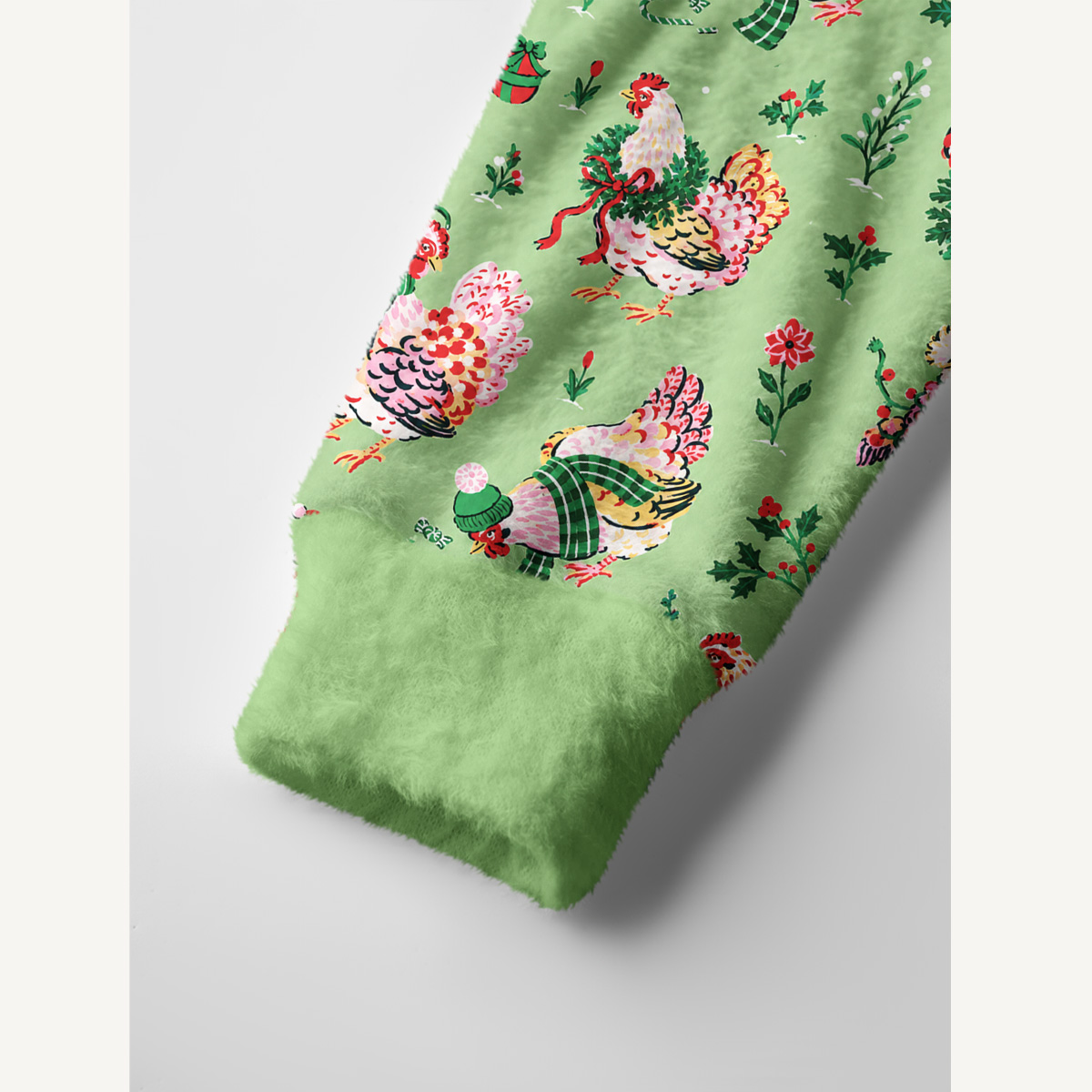 Christmas Chickens Holiday Garden Print Ugly Cardigan Sweaters