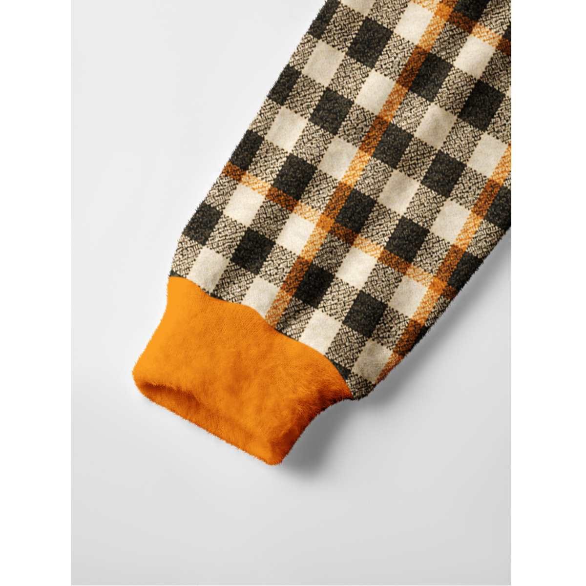 Cozy Plaid Halloween Witch Cat Fuzzy Crewneck Sweater